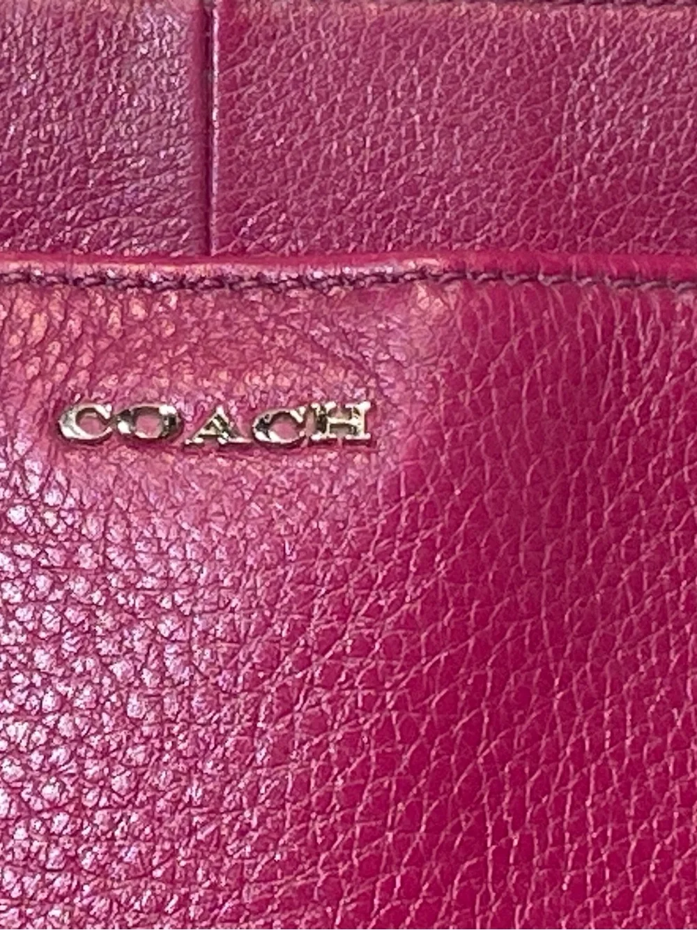 Coach Pebbled Leather Shoulder Bag - Magenta with Gold Hardware